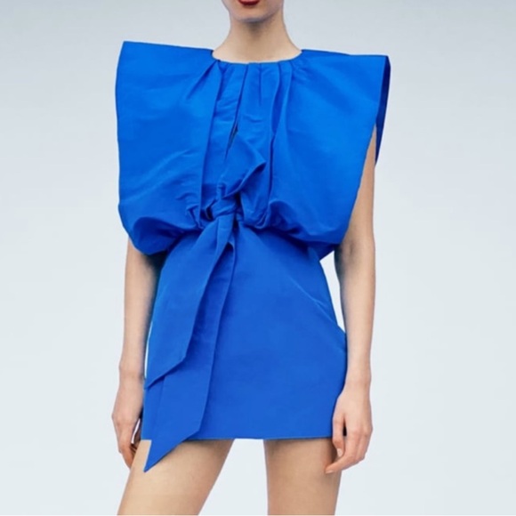 ZARA VOLUMINOUS DRESS LIMITED EDITION BLUE - Picture 4 of 5